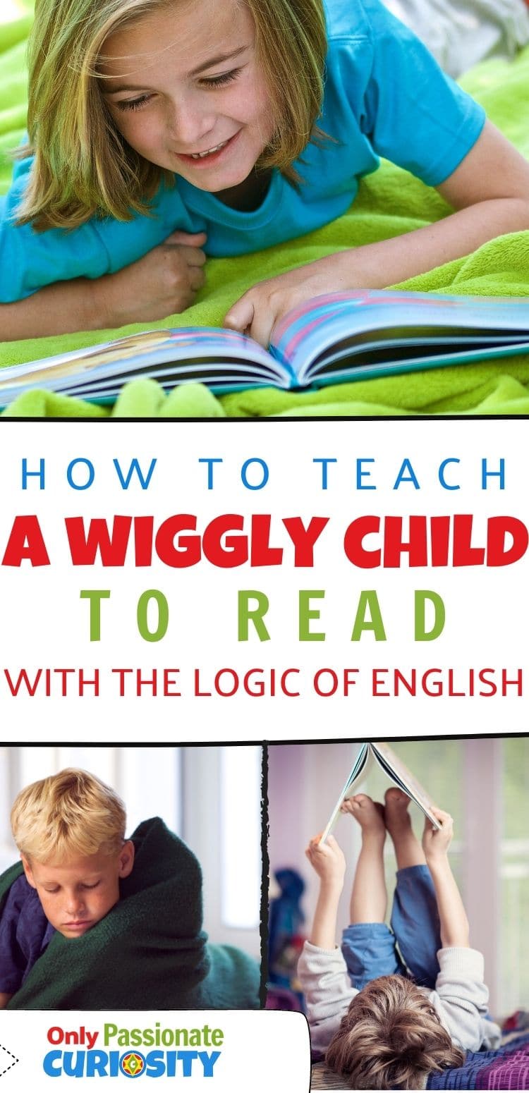 Teaching a wiggly child to read is such hard work. The Logic of English Foundations will help you to teach your kinaesthetic child reading with a strong foundation. Check out the fun activities to teach reading for the child who cannot sit still. #Homeschool #Reading #Kindergarten