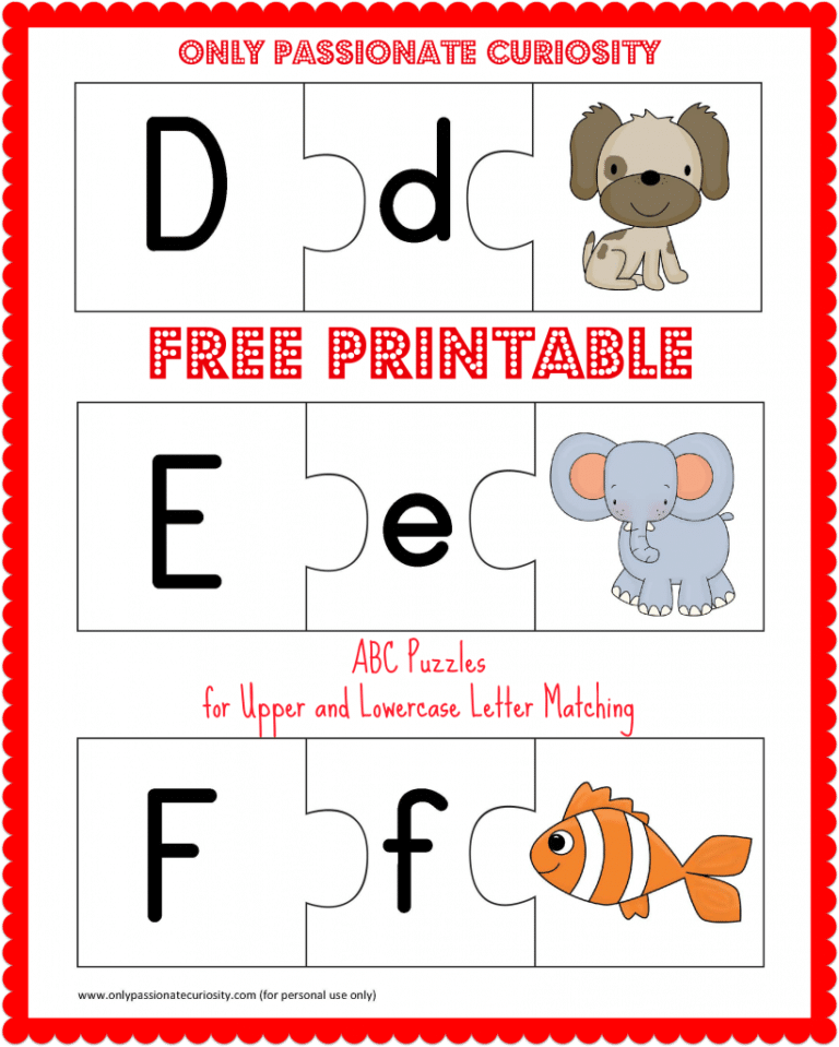 FREE Printable ABC Puzzles: Upper and Lowercase Letter Matching
