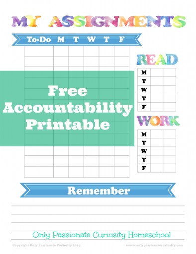 Free Accountability Sheet for Homeschool Kids