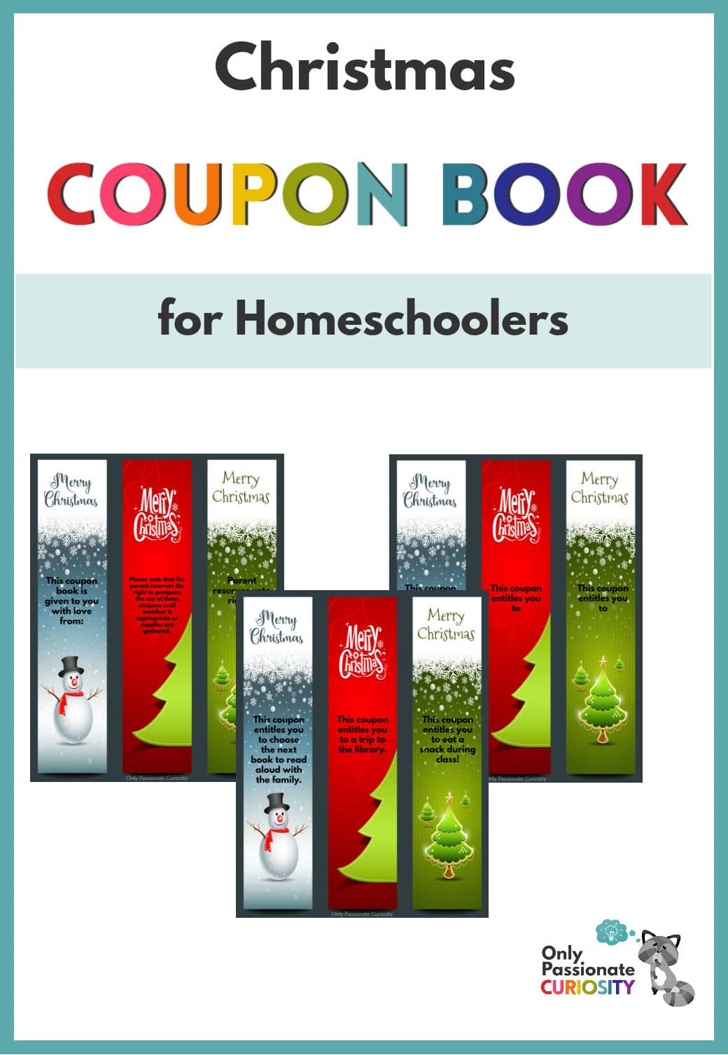 Free Printable Stocking Stuffer { Coupon Book for Homeschoolers } - Only Passionate Curiosity