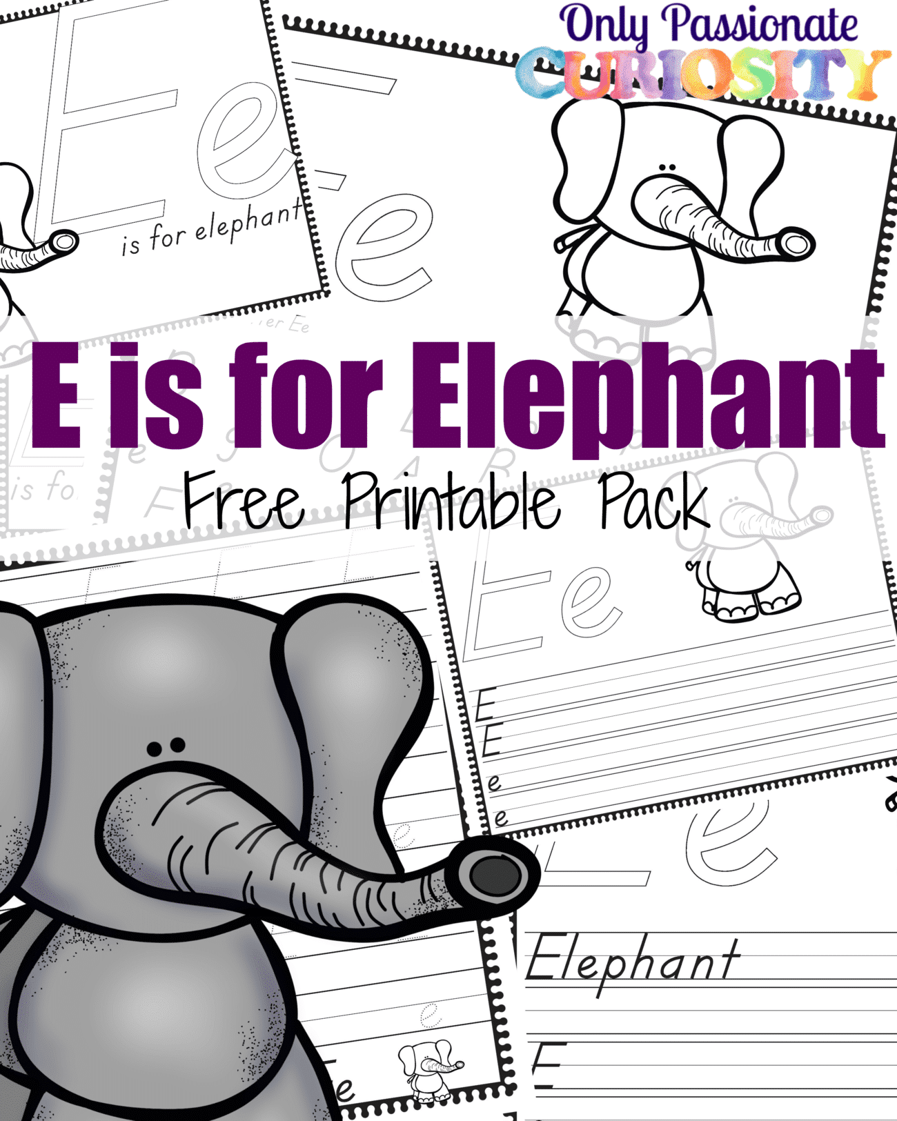 E is for Elephant Handwriting Activity Pack