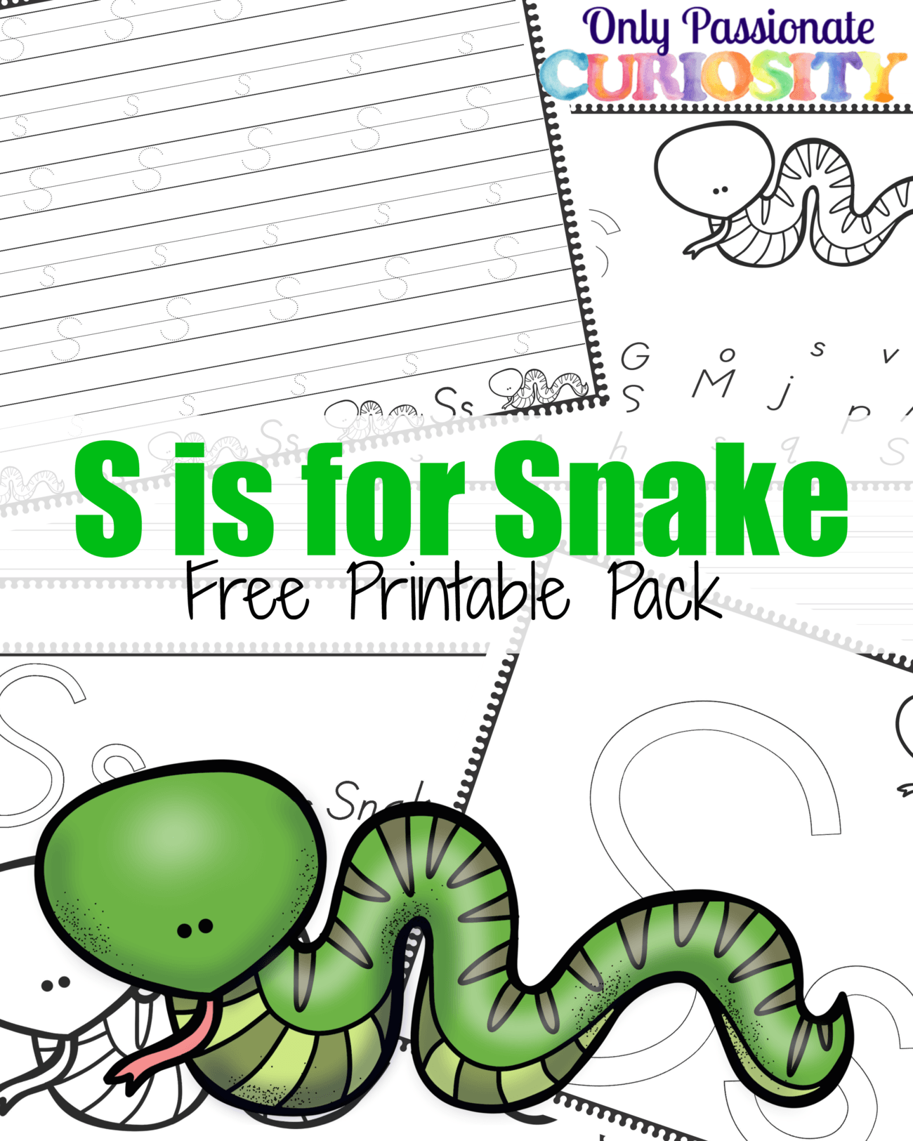 S is for Snake Handwriting Activity Pack