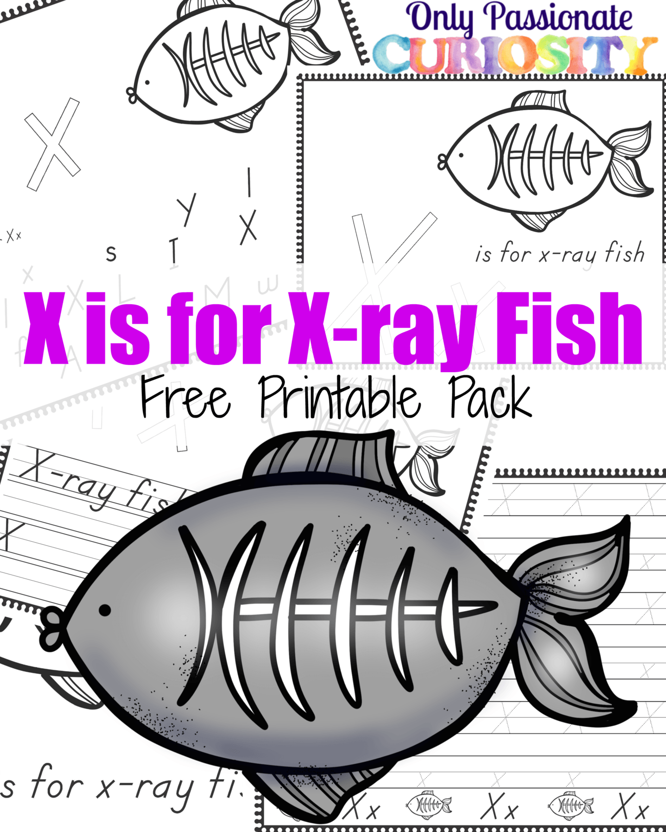 X is for X-Ray Fish Handwriting Activity Pack