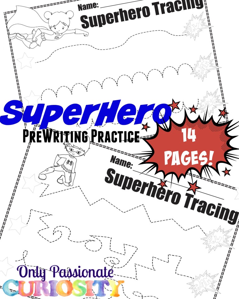 Super Hero Pre-Writing Pack