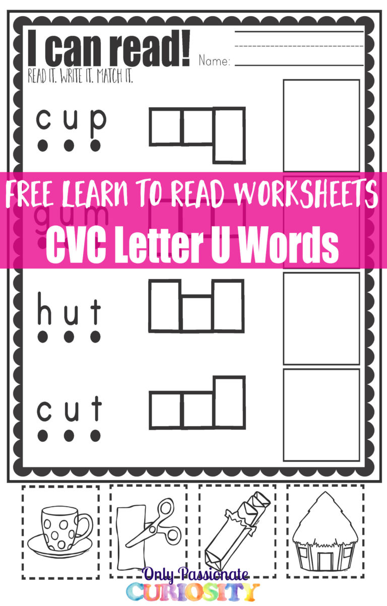 Learn to Read Worksheets: Practice with CVC U Words
