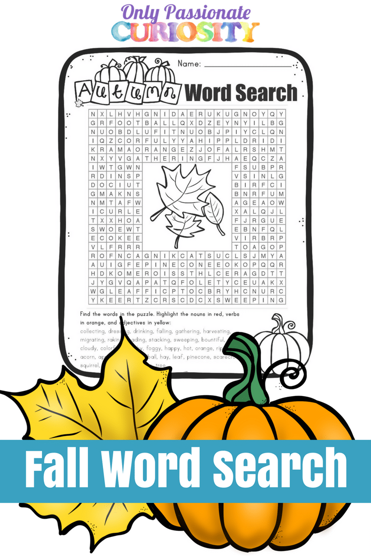 Fall Parts of Speech Word Search