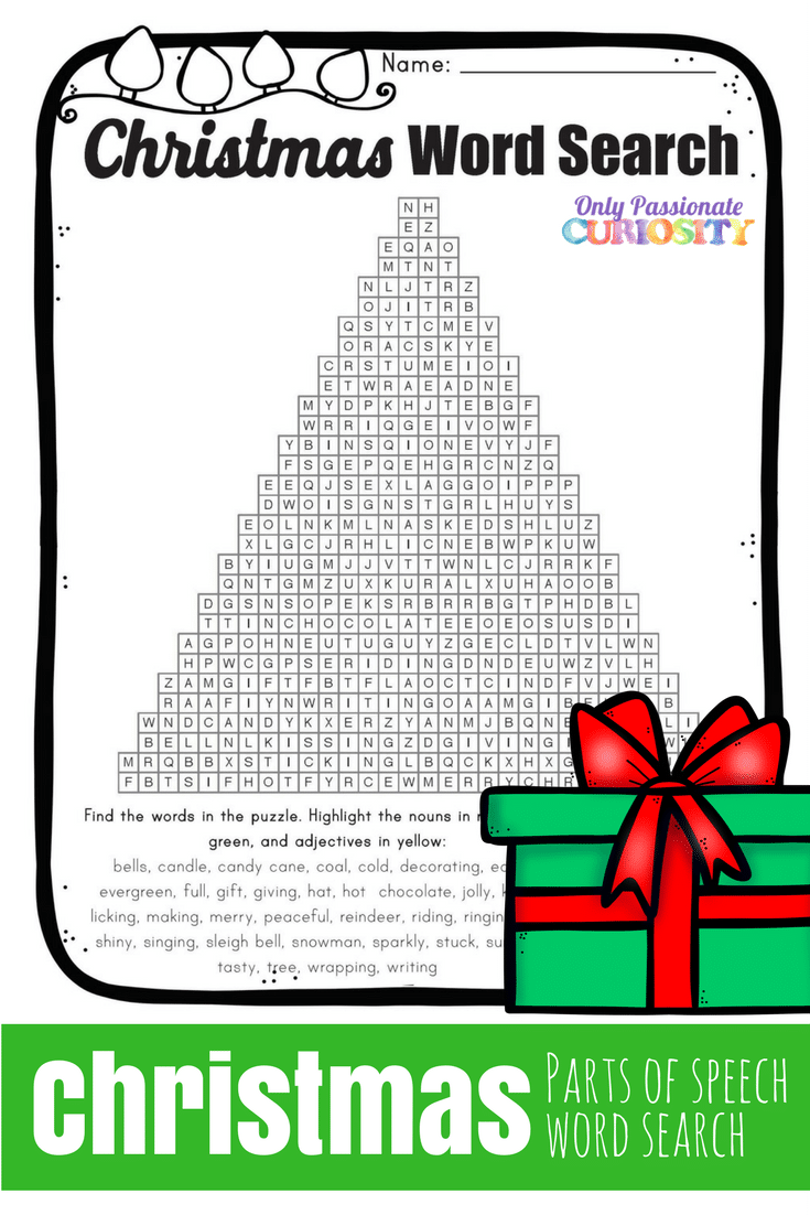Christmas Parts of Speech Word Search