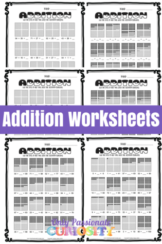 Addition Worksheets with Hundreds Frames - Only Passionate Curiosity