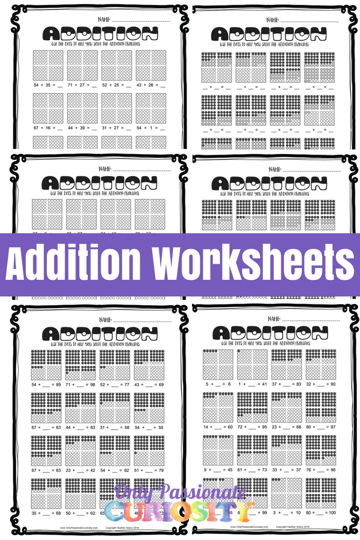 Addition Worksheets with Hundreds Frames