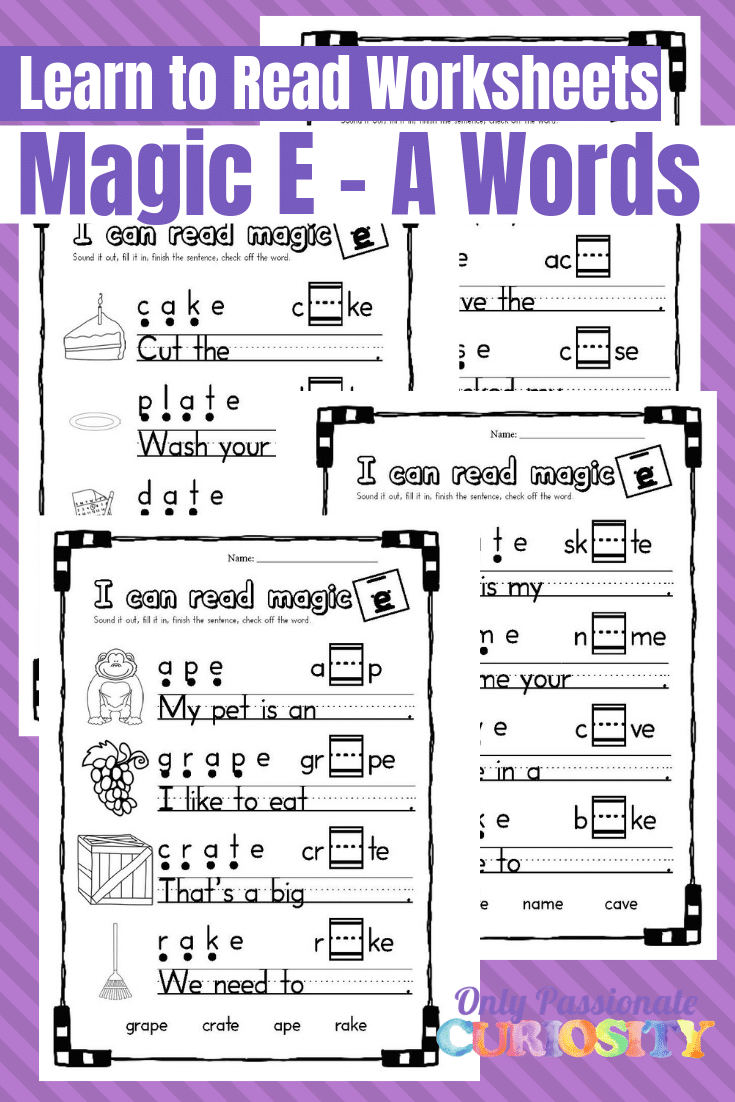Printable Magic E – Long A Worksheets