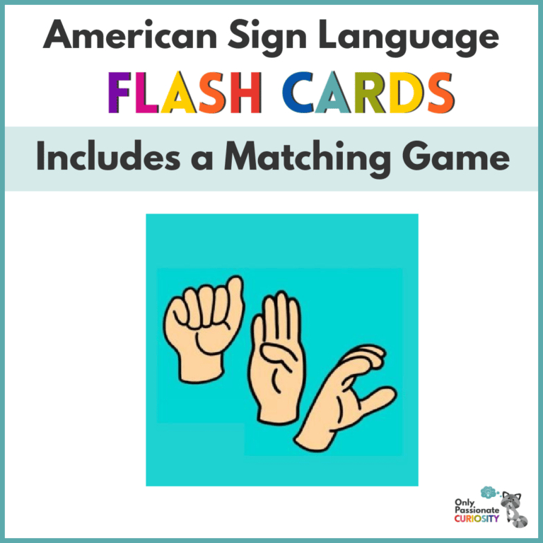 American Sign Language Flash Cards and Matching Game