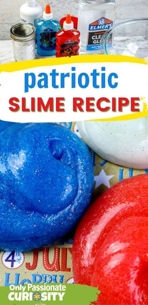 This easy red, white and blue slime is fun to make AND play with! Use our recipe to create this patriotic-themed slime with your kids this 4th of July!