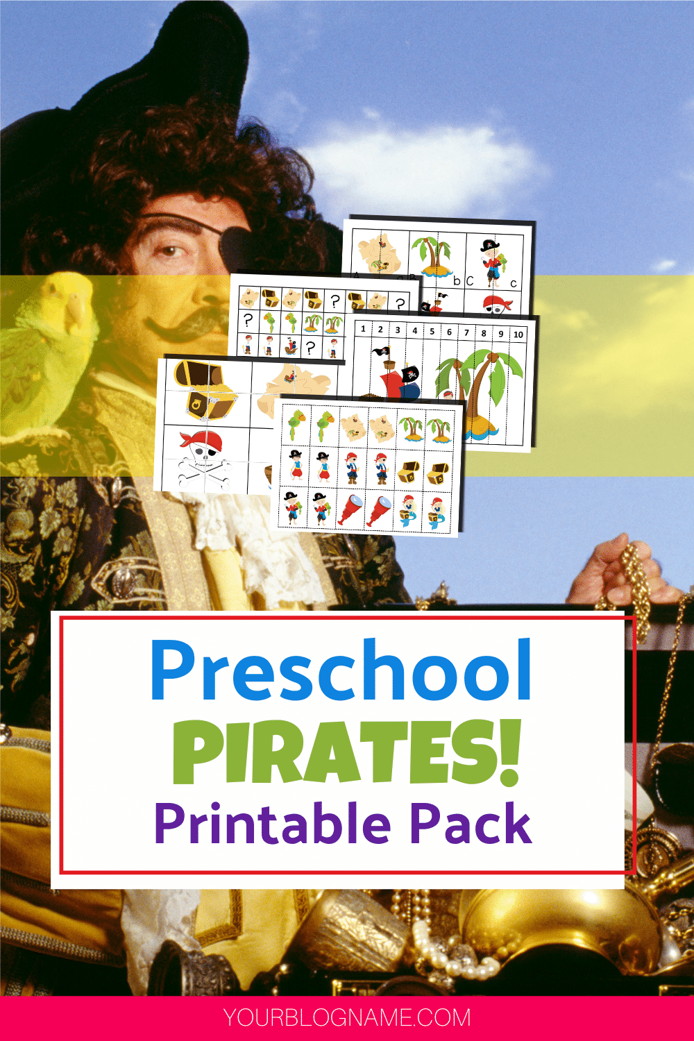 Got little pirates at your house? This fun printable pack is for them! It includes 20 activity pages with activities such as number sequencing, matching pictures, simple puzzles, tracing lines, patterns, ordering sizes, matching uppercase and lowercase letters, coloring pages, number recognition and 1:1 ratio, and even a pirate-themed tic-tac-toe game!