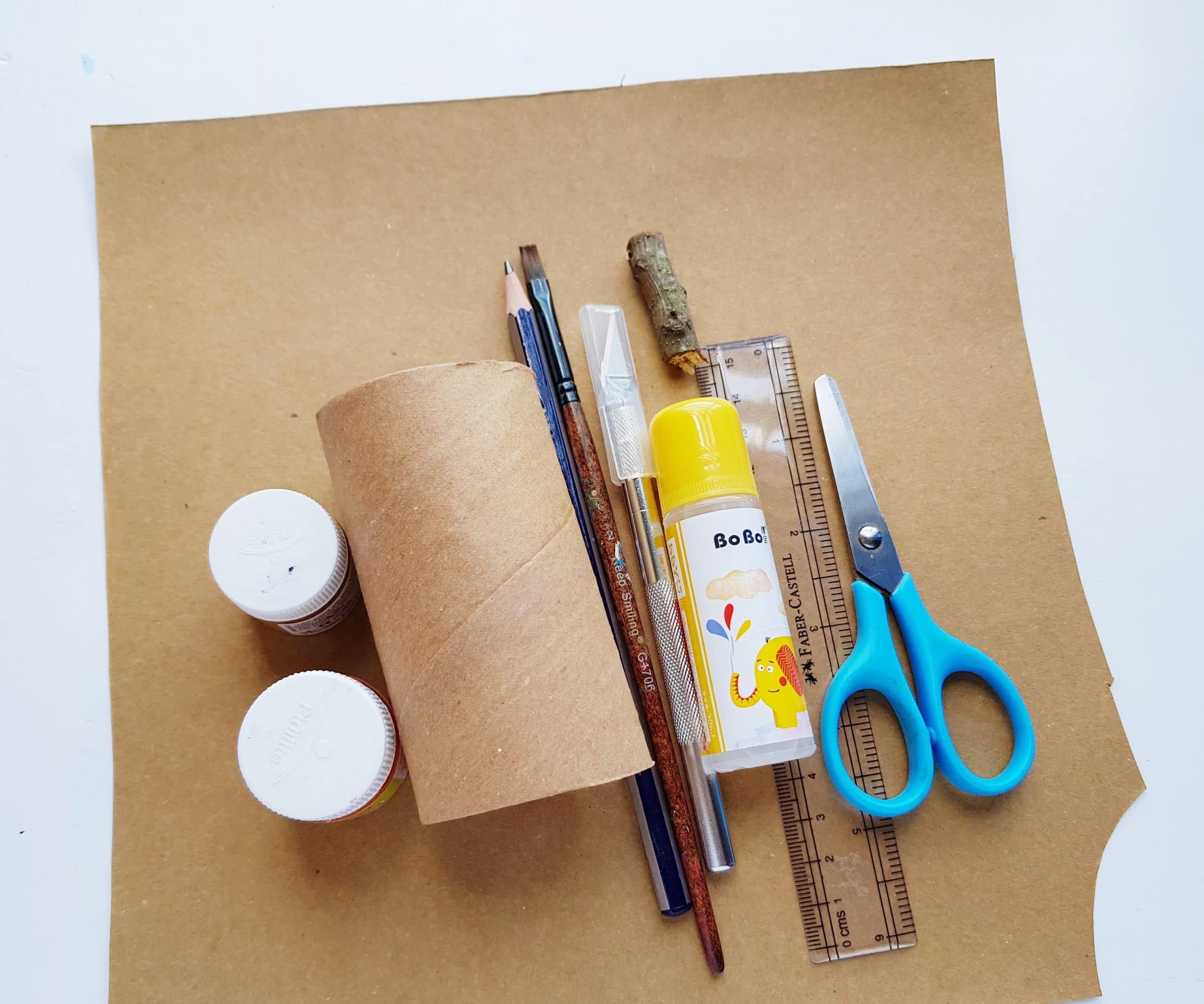 supplies to make toilet paper tube pumpkin box