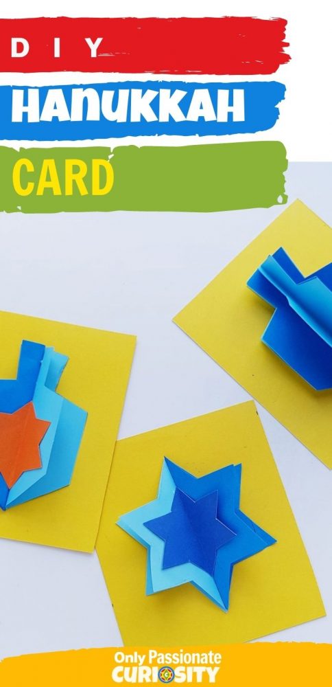 These DIY Hanukkah cards are bright and festive with a fun, 3D twist. Enjoying making them and giving them to friends during Hanukkah!