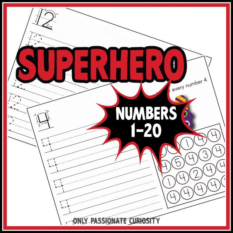 Superhero Numbers Practice for Numbers 1-20