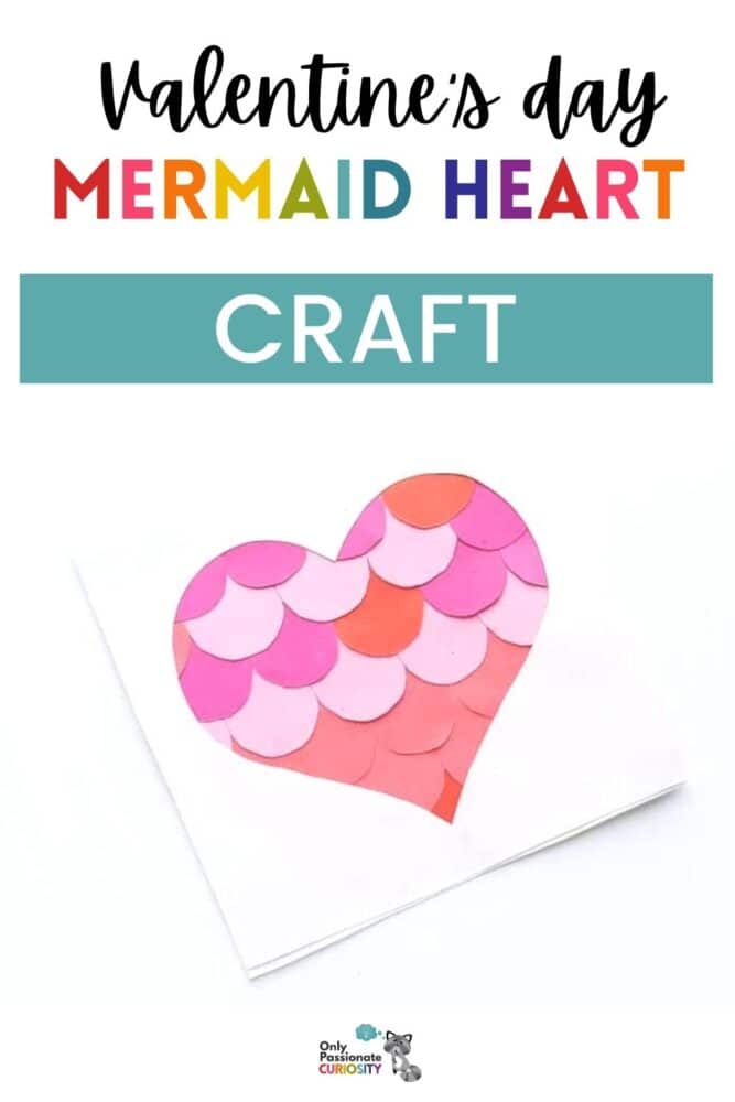 This mermaid heart inspired valentine is simple and fun to make (even for really young kids)! It is a great DIY option if your child would like to create homemade valentines to distribute to friends this year. There are also a ton of ways that you can take this basic tutorial and put your own unique spin on it! We hope you enjoy making this Mermaid Heart Craft this Valentine’s Day!