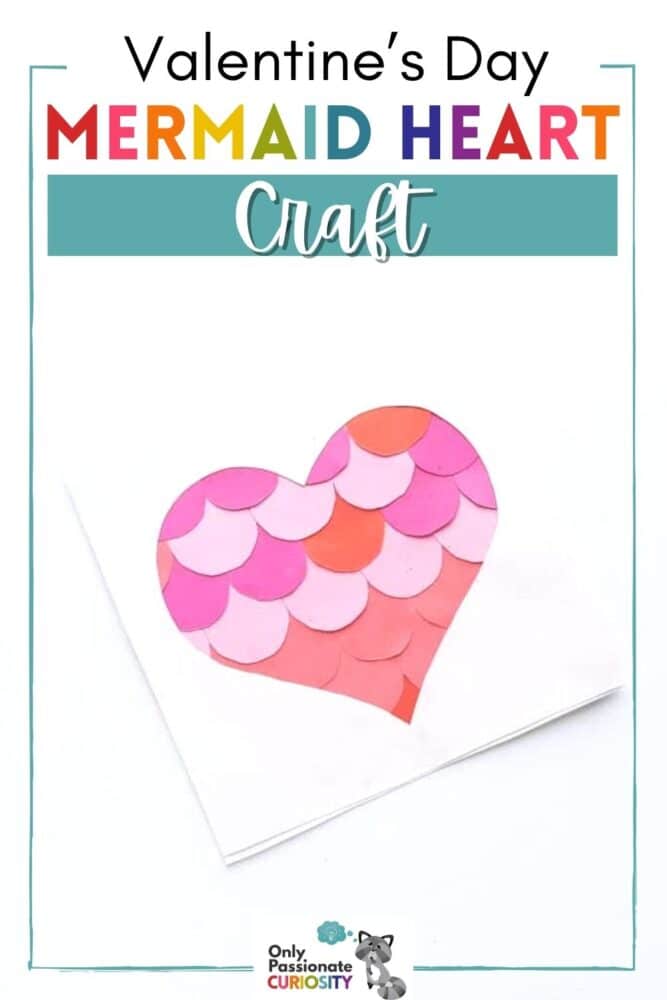 This mermaid heart inspired valentine is simple and fun to make (even for really young kids)! It is a great DIY option if your child would like to create homemade valentines to distribute to friends this year. There are also a ton of ways that you can take this basic tutorial and put your own unique spin on it! We hope you enjoy making this Mermaid Heart Craft this Valentine’s Day!