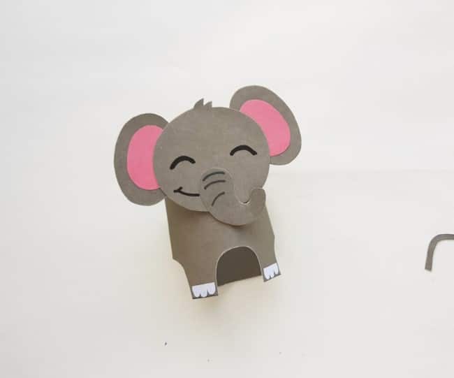 Cute elephant craft - cardstock paper head of elephant being attached to body
