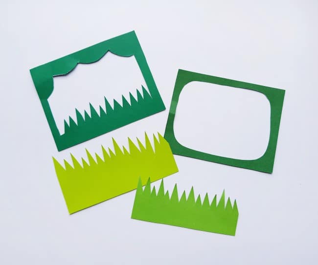 3D garden paper craft - four layers of green cardstock, cut into shapes