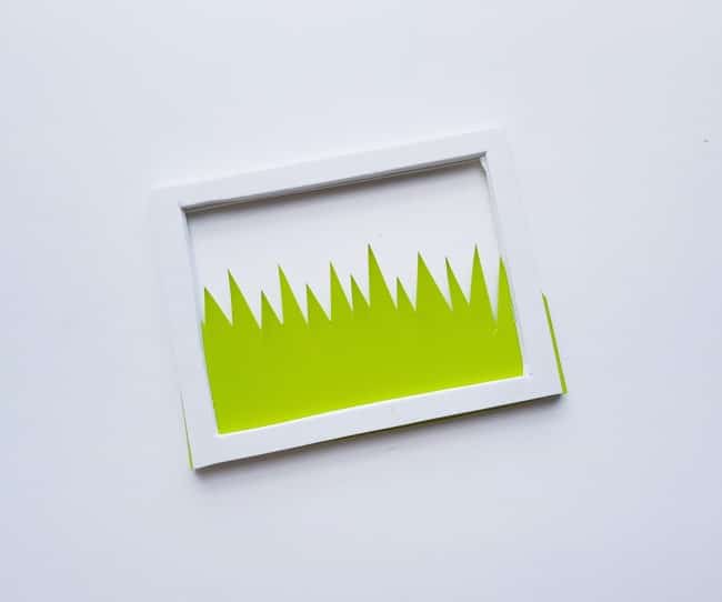 3D garden paper craft - second white frame layer added to first grass layer