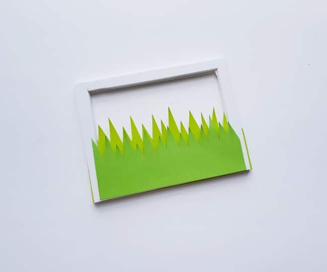 3D garden paper craft - second grass layer added to second frame layer