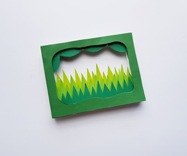 3D garden paper craft - third and fourth layers of grass and white frame, covered with a final layer of a green cardstock frame