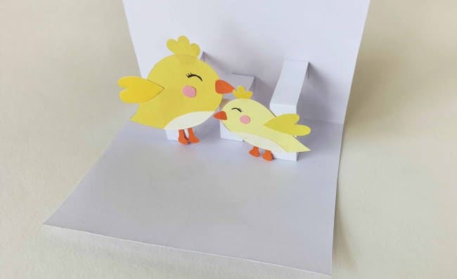 Mother's Day Cards - mother and baby bird glued onto pop up strips on card