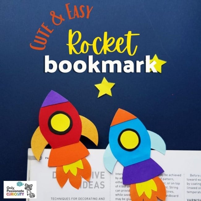 Rocket Bookmark Craft - two colorful rockets