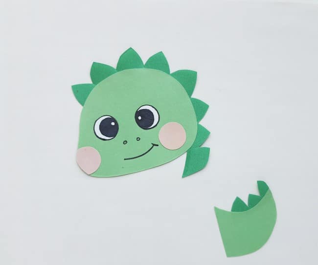 dinosaur puppet - face with blush cheeks and eyes