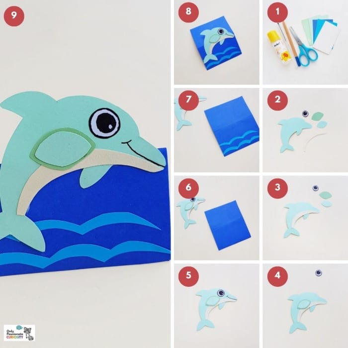 paper animals - steps for dolphin