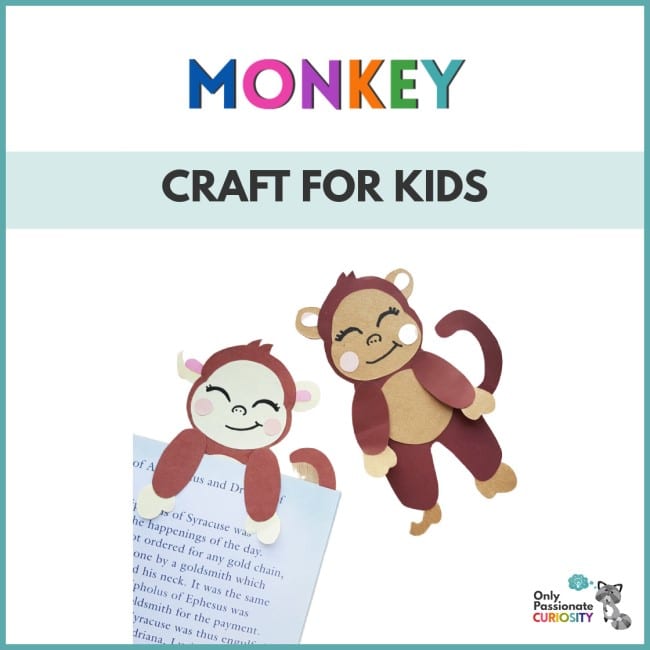 two cute monkey bookmarks, one being used in a book