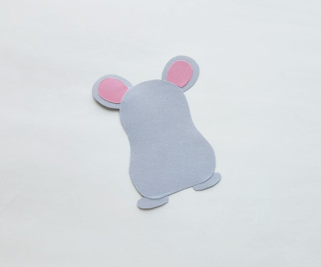 Mouse Papercraft - body of mouse cutout with feet and ears glued on