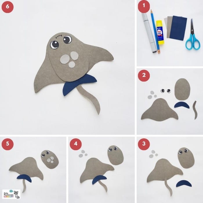 paper animals - steps for stingray