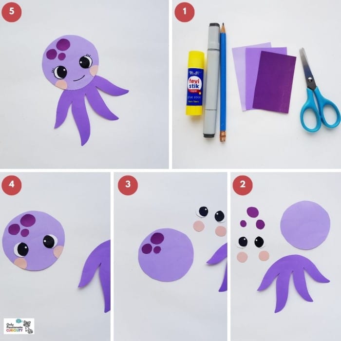 paper animals - steps for octopus