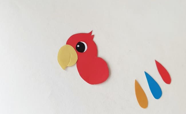 parrot paper bookmark - parrot body with beak and eye attached