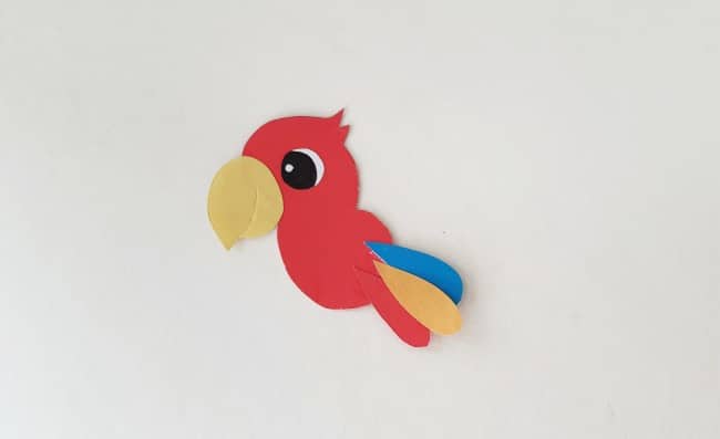 parrot paper bookmark - parrot body with all three tail feathers attached