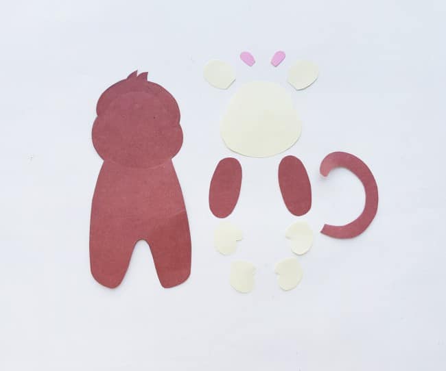 monkey craft - cutout pieces for the bookmark craft