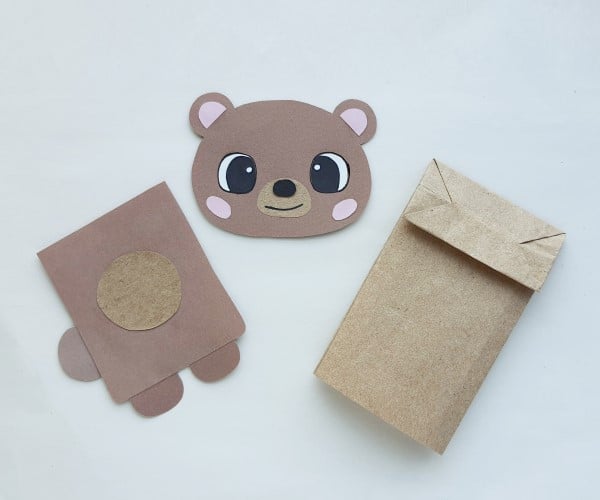 paper bag bear puppet - step six: smile drawn on