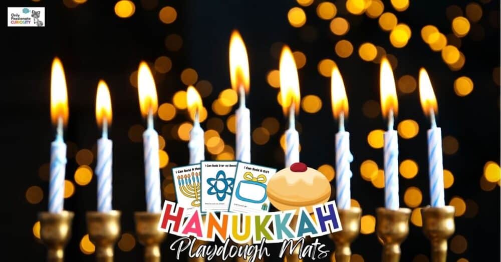 Hanukkah activity image with lights in background