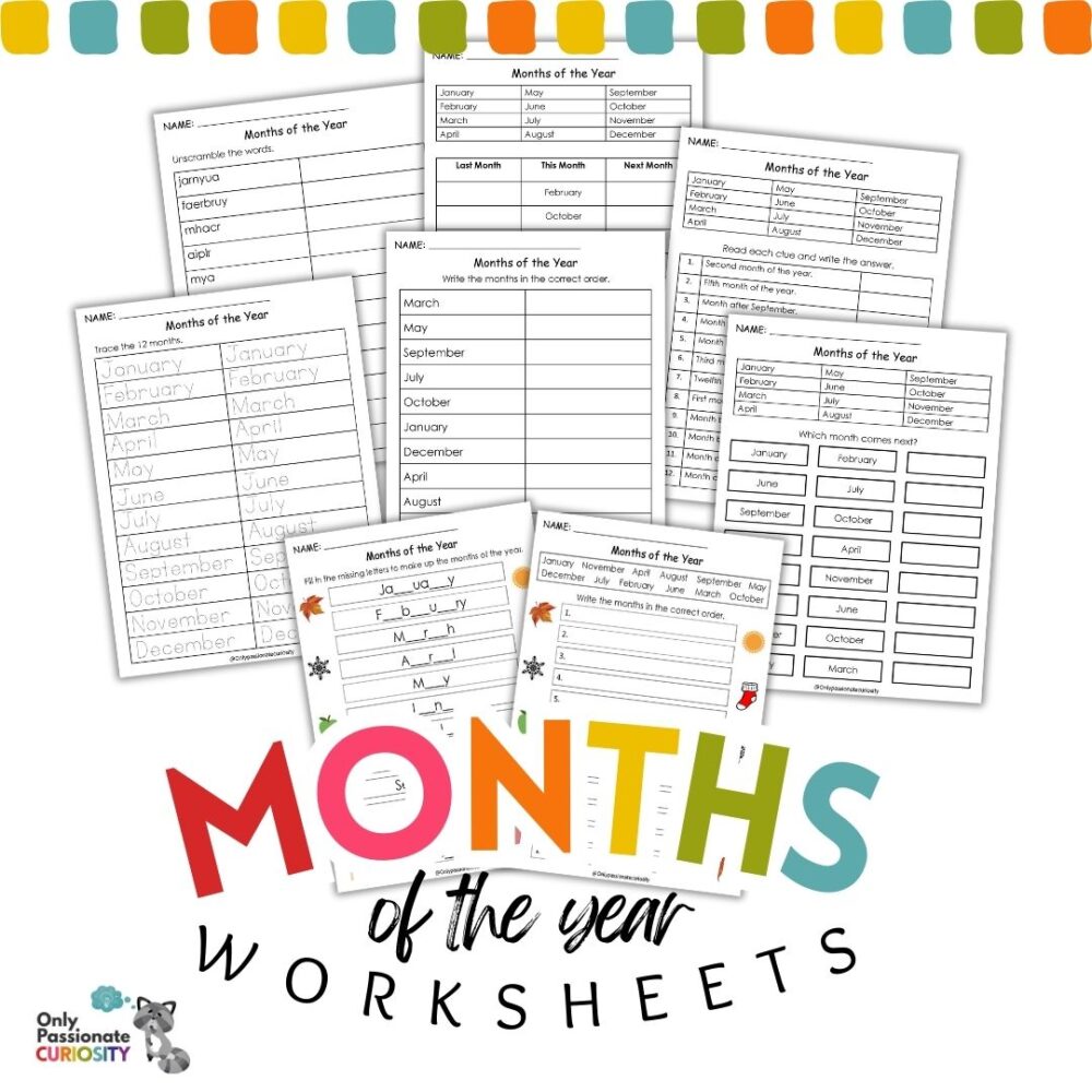 months of the year worksheets
