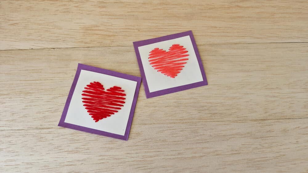 two stitched heart cards