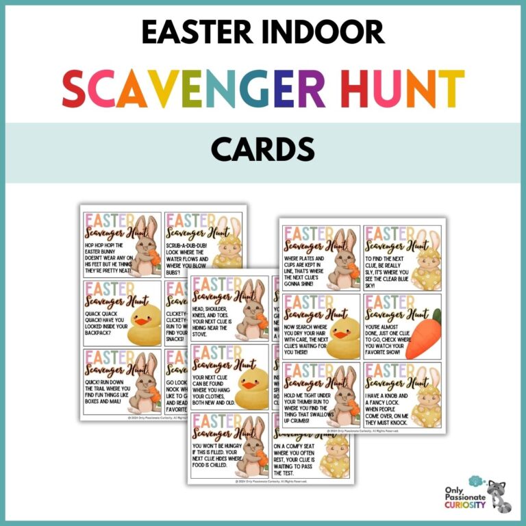 Rhyming Indoor Easter Scavenger Hunt Cards